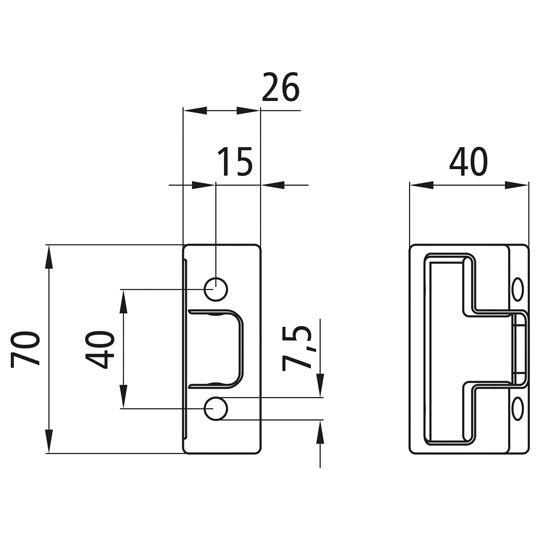 Ctrholder f. T-piece, raw stl., screw-on