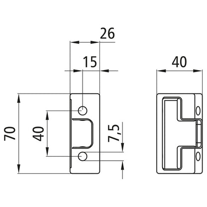Ctrholder f. T-piece, black KTL-coated, can be screwed on