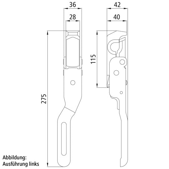 Cranked tipper fastener, R