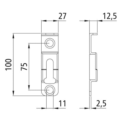 Counterholder/locking pocket, left = right, for screwing on