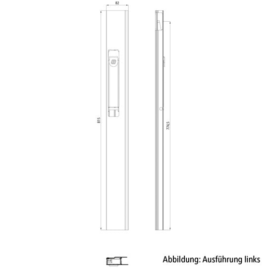 Suer long travel fastener, 815 mm, coated, R
