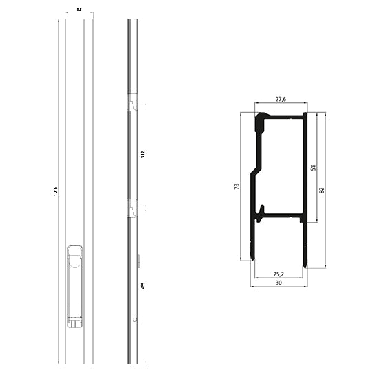 Suer tandem lock, 1015 mm, L, raw