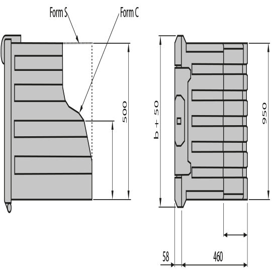 Tool box WK-FS 80, PP, drop-down handle, 950 × 500 × 460 mm