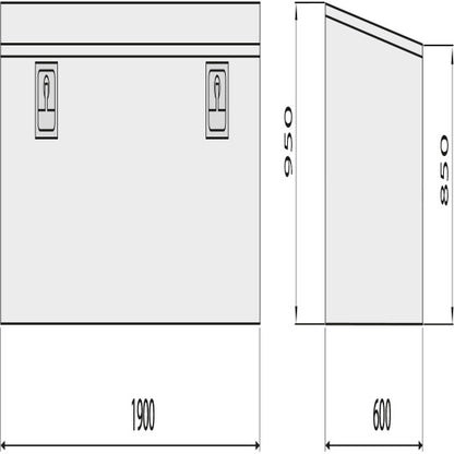 Wzk aluminium, 2/3 mm, 1900 × 950 × 600, 3 T-handles