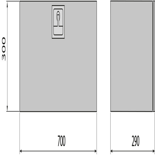 Wzk aluminium, 2/3 mm, 700 × 300 × 290, T-handle