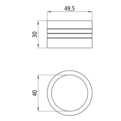 Vetoaisan silmukan holkki Ulko-Ø 49,5 mm, suljettu