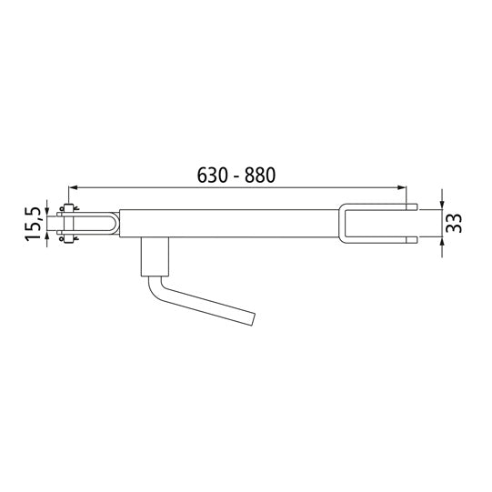 Drawbar support GH, version B, 630 - 880 mm