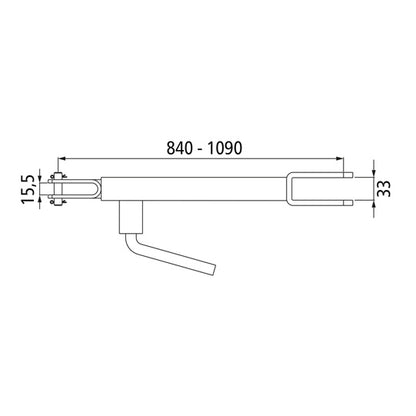 Vetoaisan tuki GH, versio D, 840–1090 mm