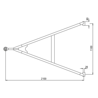 Drawbar GNZ 18 straight, UNP, MB, 2100/1100/80/28 mm, eye 40 mm