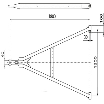 Dragstång GNZ 27 rak, UNP, SB, 1800/1300/100/30 mm, ögla 40 m