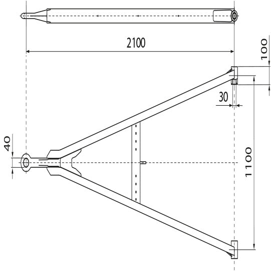Drawbar GNZ 27 straight, UNP, MB, 2100/1100/100/30 mm, eye 40 m