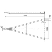 Drawbar GNZ 27 straight, UNP, SB, 2600/1100/100/30 mm, eyelet 4