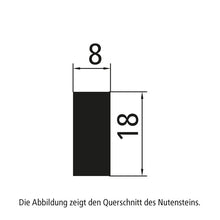 Side guard profile T-slot nut, 40x18x8 mm, thread M8x1.25, for 591160