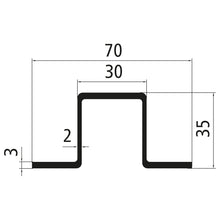 Aluminium Top-hat-profil 35 mm hög, rå yta
