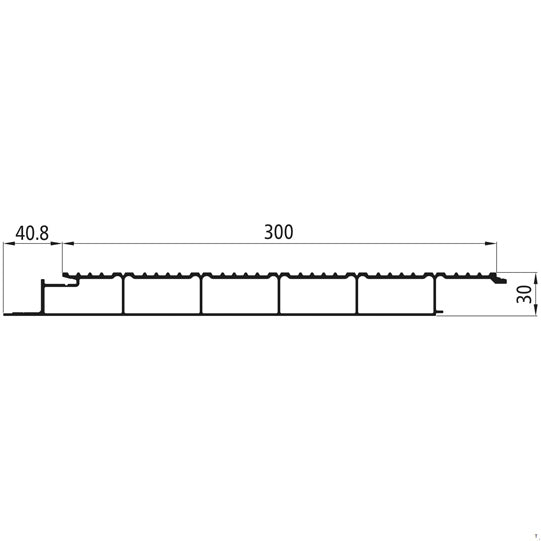 Aluminium golvprofil 300 mm, korrugerad, 30 mm tjock, pressad,