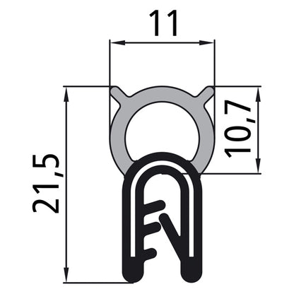 Edge protection profile, roll 50 m, clamping range 1-3 mm