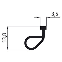 PVC seal f. aluminum profile 621054, roll 10 m, black