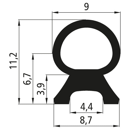 PVC-tätning f. Kinnegrip K20 kantlist, rulle 10 m