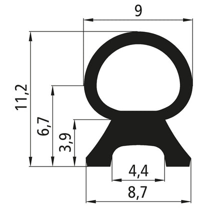 PVC-tätning f. Kinnegrip K20 kantlist, rulle 10 m