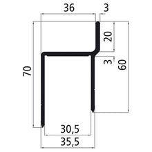 Aluminum 30 mm edging w. cr. flag, epoxy primed