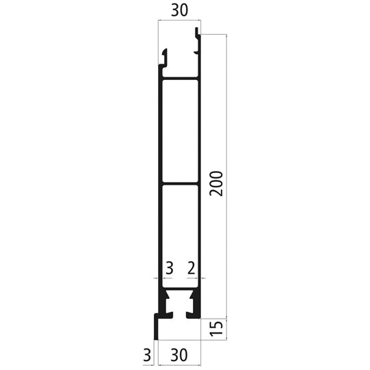 Aluminum 30 mm SL, 200 mm lower part w. flag inside