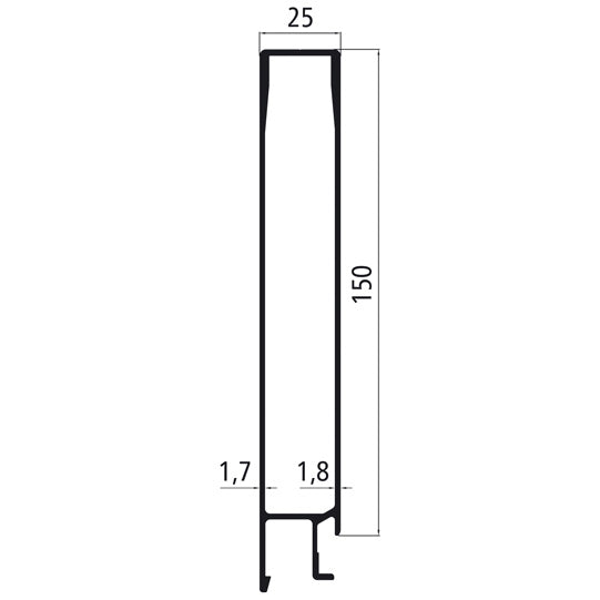 Aluminium 25 mm SL, 150 mm upper part, epoxy primed