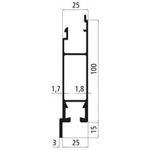 Aluminium 25 mm SL, 100 mm nedre del med invändig flagga, epoxibeläggning