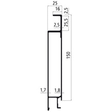 Aluminium 25 mm SL, 150 mm top part f. bottom wall, epoxy prime