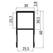 25 mm ihålig kammarkant i aluminium, epoxiprimerad