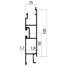 Aluminium 25 mm SL, 100 mm mittsektion med luftledningssystem, ep