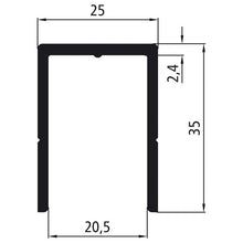 Aluminium 20 mm U-kant likbent, rå yta
