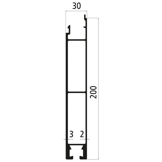 Aluminium 30 mm SL, 200 mm lower part, mill finish