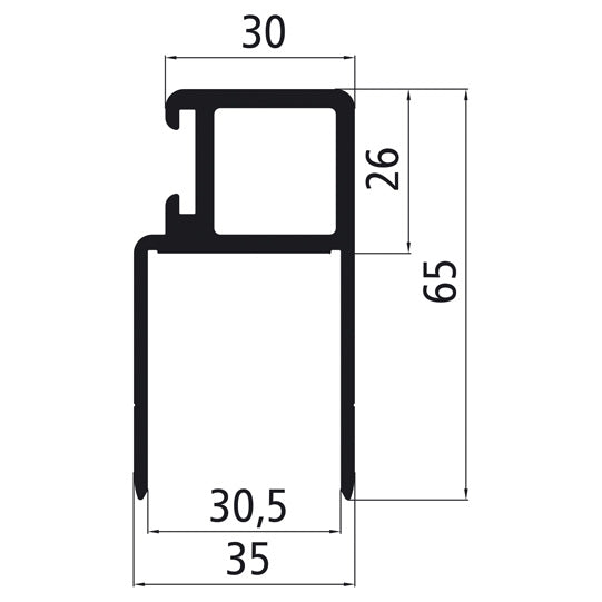Aluminium 30 mm hollow chamber edging, press-finished