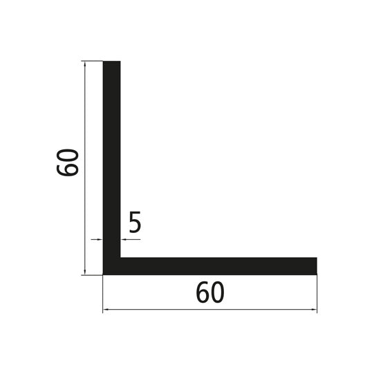Aluminum angle profile 60x60x5mm, bright pressed
