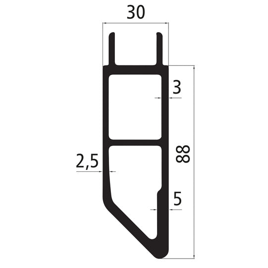 Aluminum 30 mm plug, 88 mm lower part with tip, pressbl.