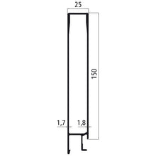 Aluminium 25 mm SL, 150 mm övre del, rå yta