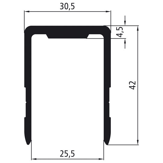 Aluminium 25 mm U-kant, bR-pressad