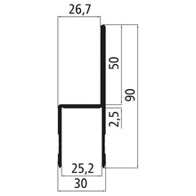 Alumiininen 25 mm reunanauha suoralla reunalla. prässätty