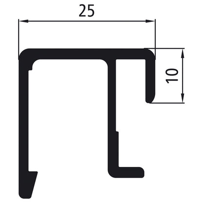 Aluminium 25 mm SL, 10 mm huvudstycke, rå yta
