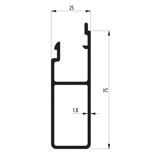 Aluminum 25 mm SL, lower part (75 mm), bright pressed