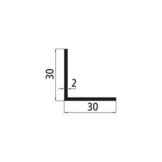 Aluminium angle profile 30 x 30 x 2 mm, mill finish