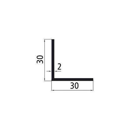 Aluminium angle profile 30 x 30 x 2 mm, mill finish