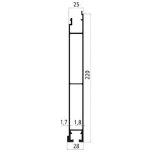 Aluminium 25 mm SL, 220 mm lower part, mill finish