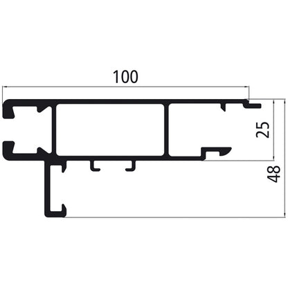 Aluminum 25 mm SL, 100 mm upper part, bright pressed