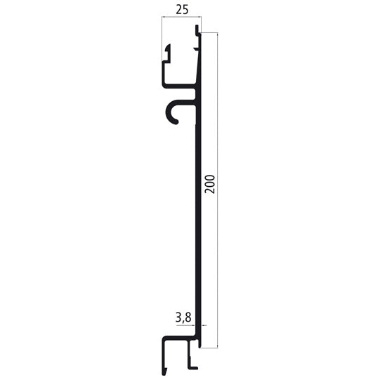 Aluminium 25 mm SL, 200 mm centre section f. folding step 62128