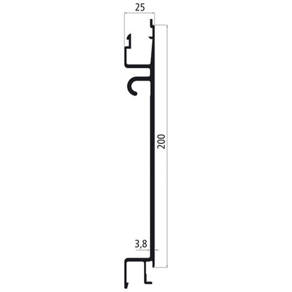 Aluminium 25 mm SL, 200 mm centre section f. folding step 62128