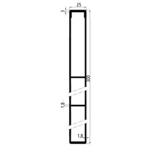 Alumiininen 25 mm yksiosainen. 300 mm sivulevy lipun kanssa. puristuslista