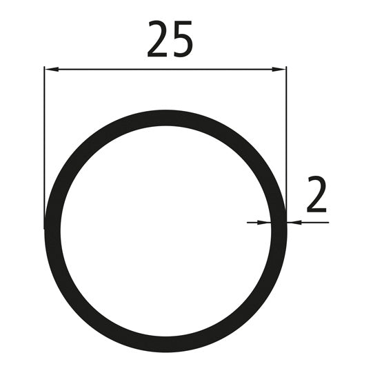 Aluminum round tube 25x2mm, bright pressed