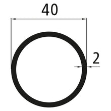 Round aluminum tube 40 × 2 mm, powder-coated RAL 9005 jet black