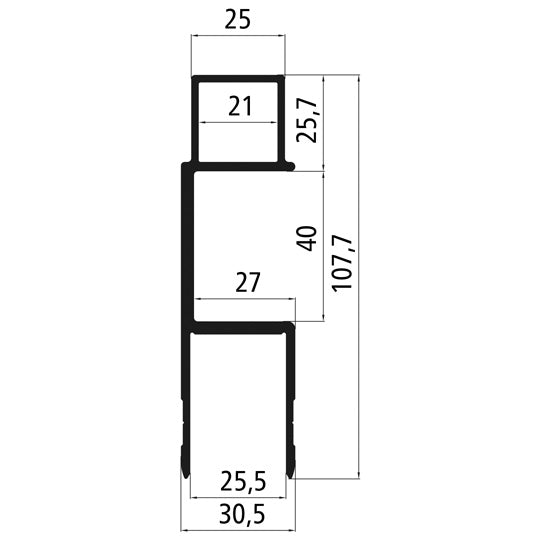 Aluminium 25 mm kantlist för BWH3.0, bR aluminium